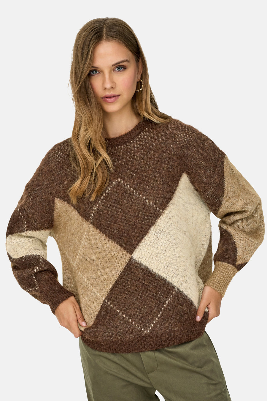 Pull à col rond - Brun - ONLY®