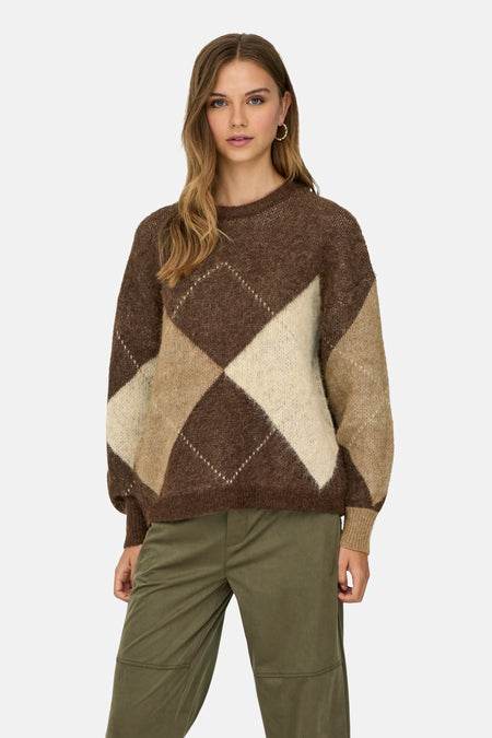 Pull met ronde hals - Bruin