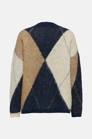 Multikleurig vest van ONLY, met een ruitpatroon en lange mouwen.