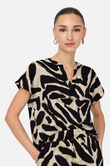 Blouse met korte mouwen - Zwart