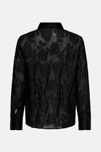 Zwart overhemd met lange mouwen van ONLY, met een bloemmotief en glanzende details.