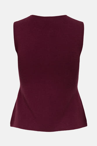 T-shirt sans manches en couleur bordeaux de JDY, avec une fine structure côtelée et un tombé fluide.