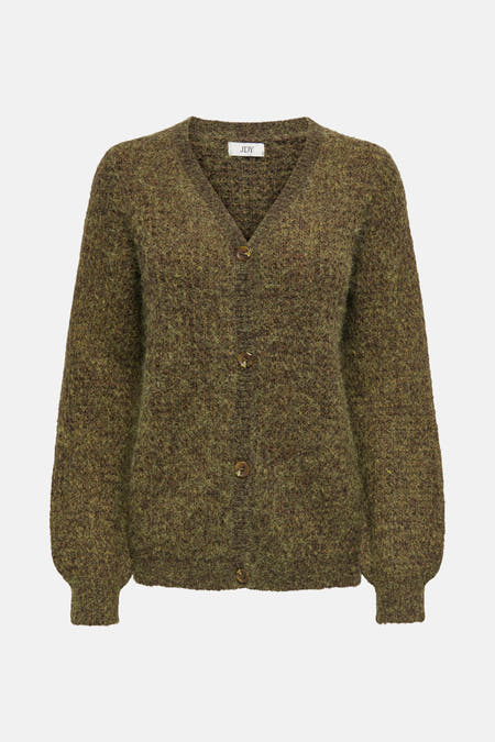 Groene cardigan van JDY met lange ballonmouwen en knoopsluiting.