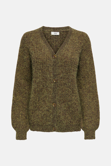 Veste verte JDY avec longues manches et texture tricotée.