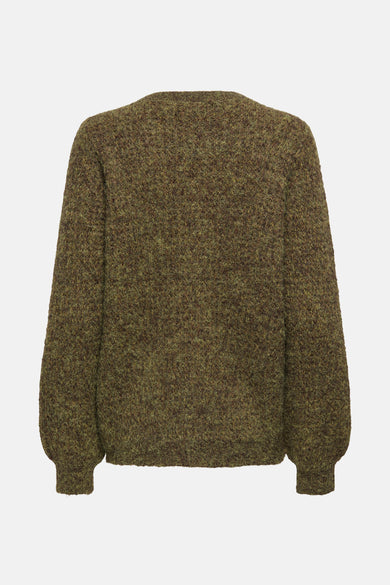 Groen vest van JDY met lange mouwen en een gebreide textuur.
