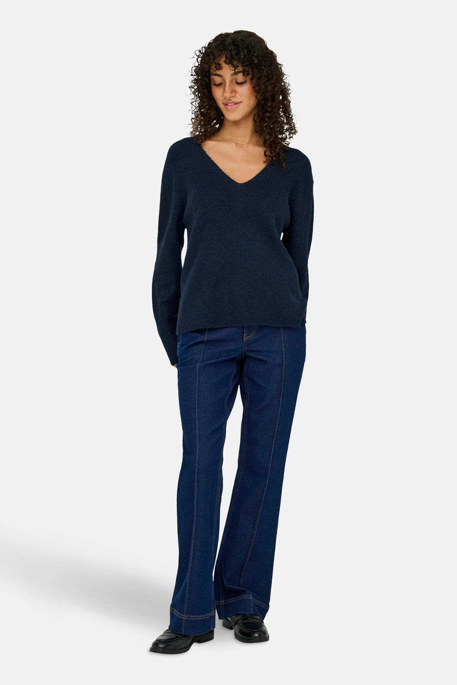 JDYSANDRINE LIFE L/S V-NECK PULLOVER KNT - JDY