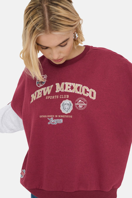 ONLMIRIAM L/S BLOCK PRINT O-NECK SWT
