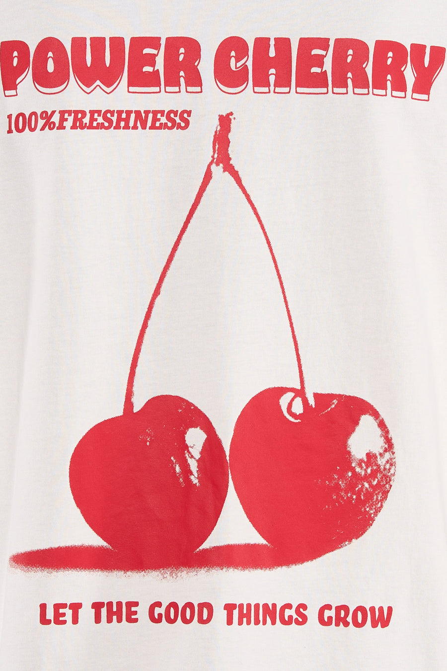 Wit T-shirt met korte mouwen van JDY, met een rode 'Power Cherry'-print en kersen.