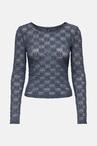 T-shirt bleu à manches longues de ONLY®, avec un motif ajouré.