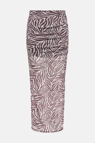 Lange bruine rok van ONLY met een zebraprint.
