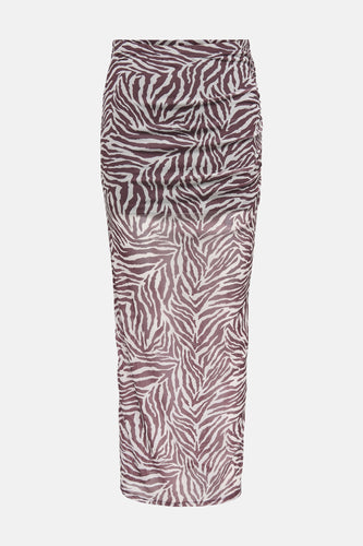 Lange bruine rok van ONLY met een zebraprint.
