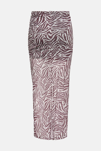 Lange bruine rok van ONLY met zebraprint en geplooide details aan de zijkant.
