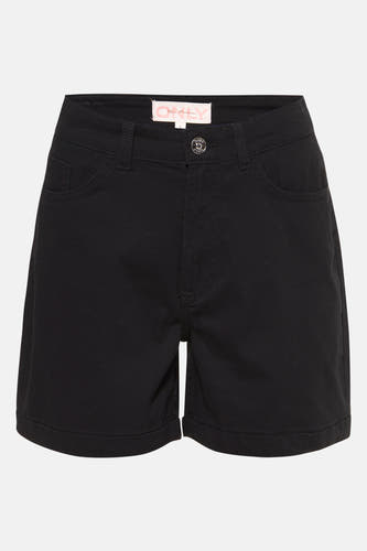 Short noir d'ONLY Blue Denim avec une couleur unie et une ceinture boutonnée.