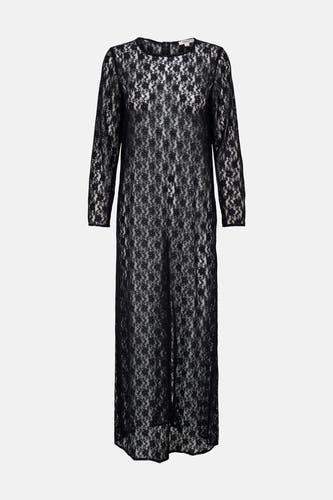 Robe noire à longues manches de ONLY, avec un délicat motif floral en dentelle sur une base.