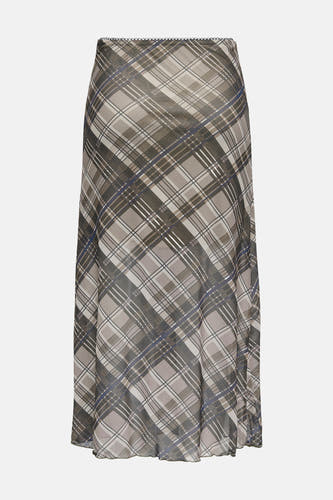 Longue jupe multicolore de ONLY® avec un motif à carreaux en gris, brun et bleu.
