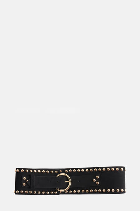 Zwarte riem van ONLY, met gouden studs en ronde gesp.
