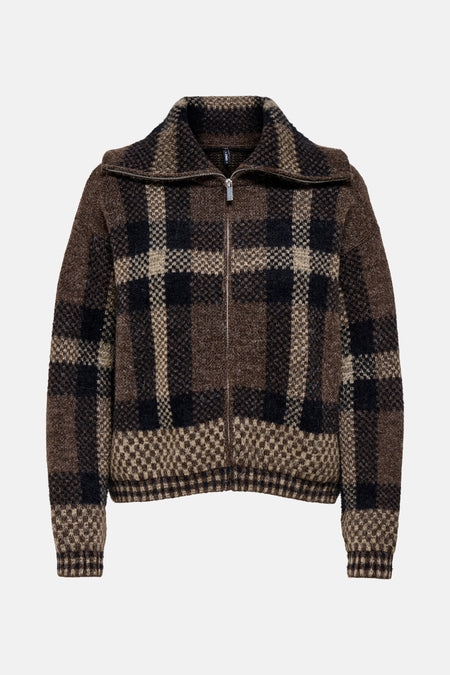 ONLMAROON LS ZIP COLLAR CARDIGAN KNT