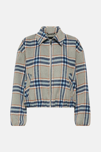 Veste courte multicolore d'ONLY®, avec un motif à carreaux et une fermeture éclair devant.