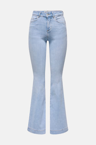 Lichtblauwe flared jeans van ONLY met een klassieke tailleband en subtiele wassing.