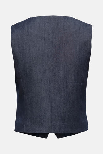 Donkerblauw denim colbert van JDY, achterkant met subtiele textuur en elegante pasvorm.