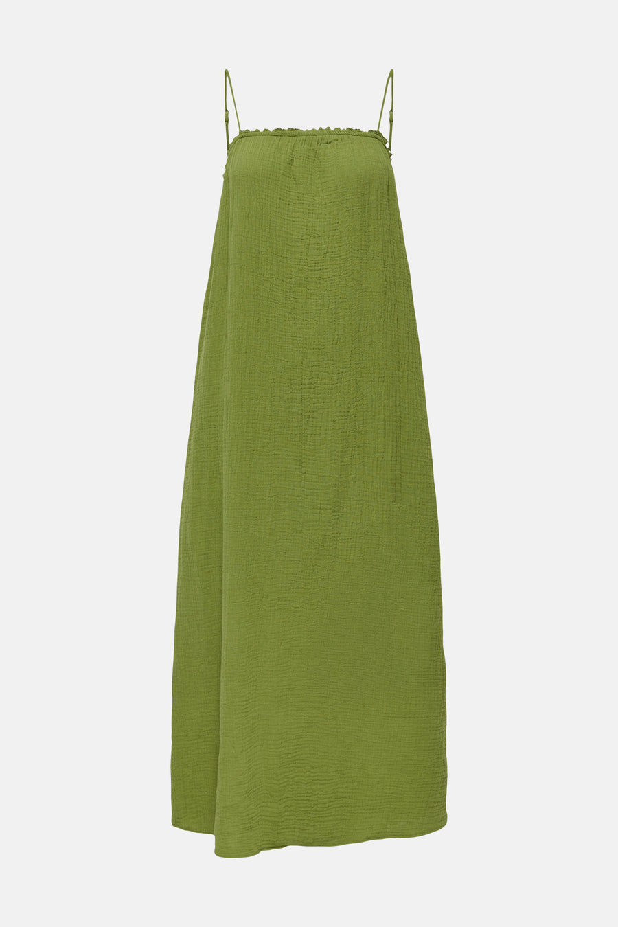 Groen mouwloos kleedje van JDY met fijne textuur en dunne bandjes, front view