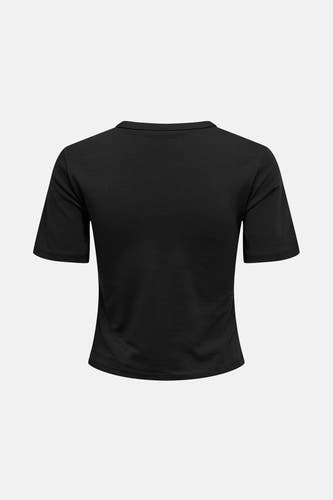 Zwart T-shirt met korte mouwen van ONLY, effen design.