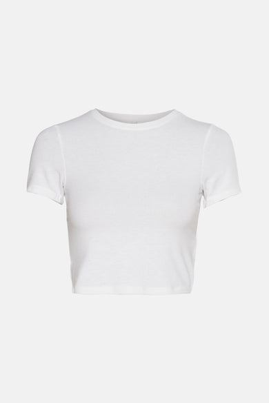 Wit T-shirt met korte mouwen van ONLY, in een effen kleur en een cropped model.