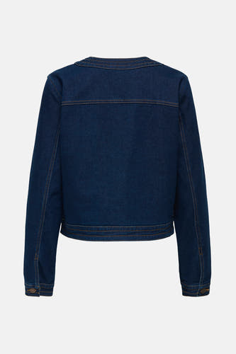 Donkerblauwe denim jeansjas van JDY, met lange mouwen en details van contrasterende stiksels.