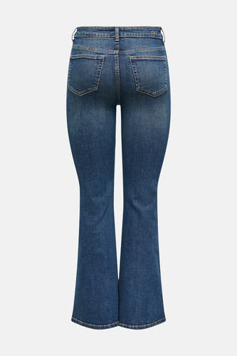 Donkerblauwe flared jeans van JDY, met klassieke denimdetails en achterzakken.