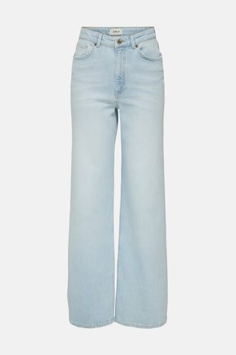 Lichtblauwe, wijde jeans.