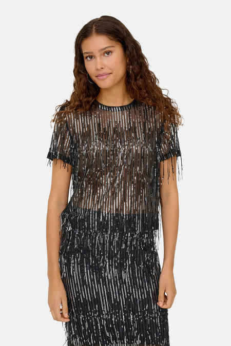 Blouse met korte mouwen - zwart