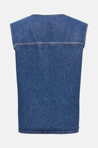 T-shirt sans manches en denim bleu, de ONLY, avec des boutons et une coupe droite.