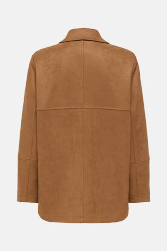 Veste brune d'ONLY, avec un passage d'épaule carré sur le dos et des manches longues.