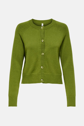 Groen vest van ONLY, met lange mouwen en knoopsluiting.