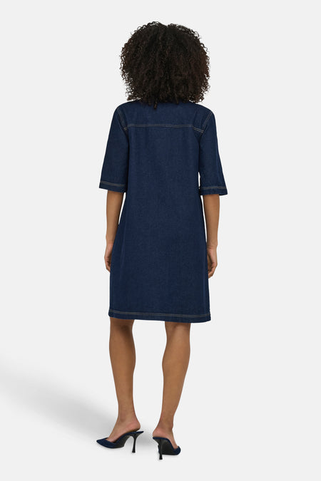 Kleedje met korte mouwen - Dark blue denim