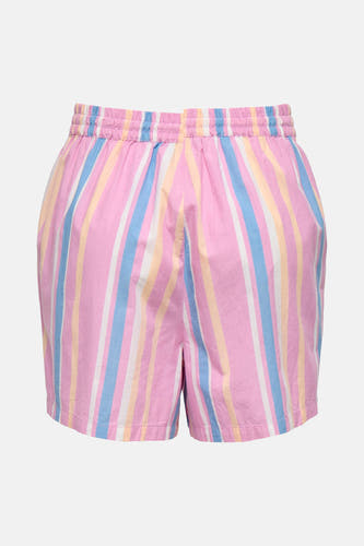 Multikleurige short van ONLY® met een gestreept patroon en elastische tailleband.
