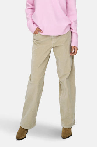 Pantalon écru de ONLY, avec des jambes droites et fabriqué en tissu corduroy.