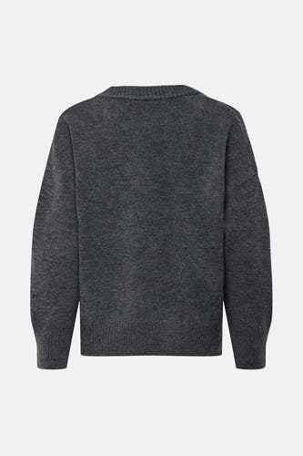 Sweat à capuche gris avec col V d'ONLY, avec des manches longues et un bord côtelé.