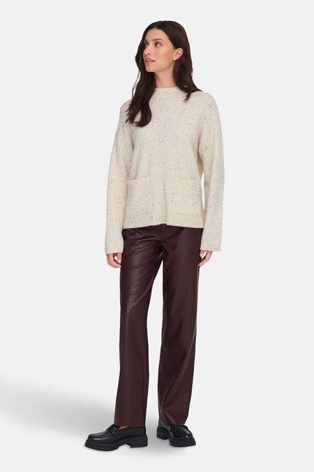 Pull met ronde hals - ecru