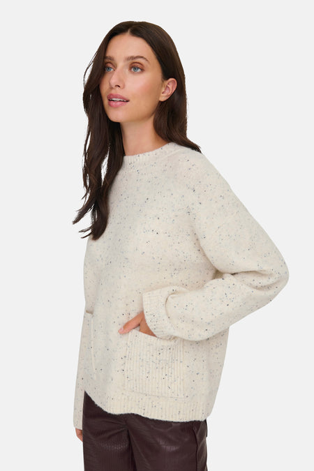 Pull met ronde hals - ecru