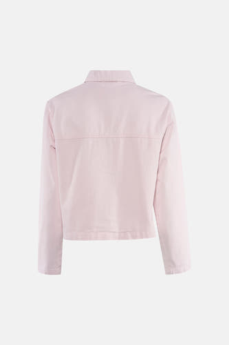Veste courte rose d'ONLY, à manches longues et col droit, vue de dos.