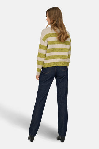 Sweat-shirt multicolore à col rond de ONLY, avec un motif rayé, vu de derrière.