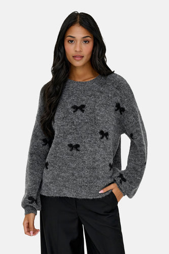 Pull met ronde hals - grijs