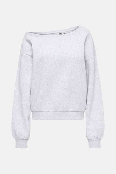 Gilet gris d'ONLY, avec des manches longues et un col large, vu de l'arrière.