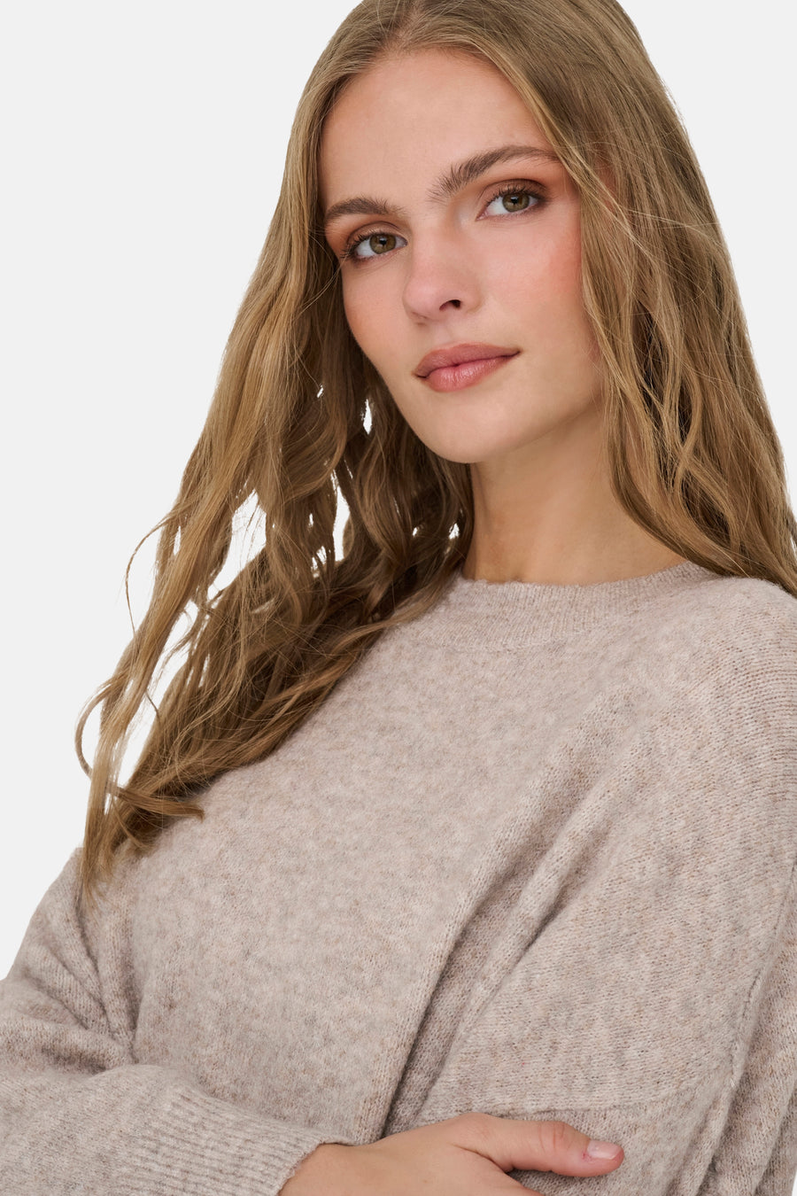 Trui met ronde hals beige - JDY