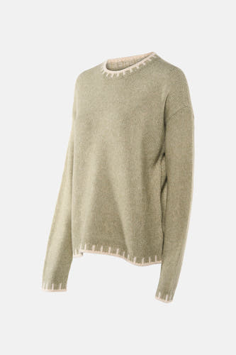 T-shirt vert avec col rond de JDY, terminé avec des accents crème sur la ligne du col, le bord et les manches.