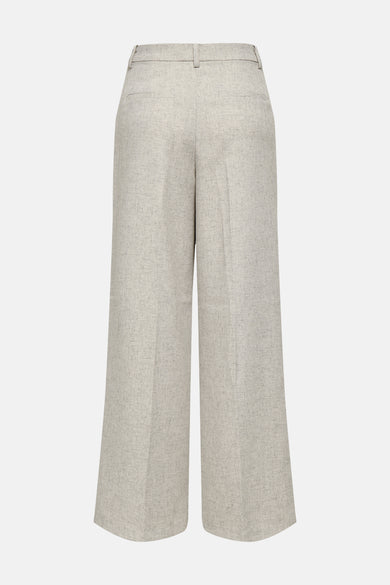 Beige broek van JDY met wijde pijpen, effen textuur en een tailleband aan de achterkant.