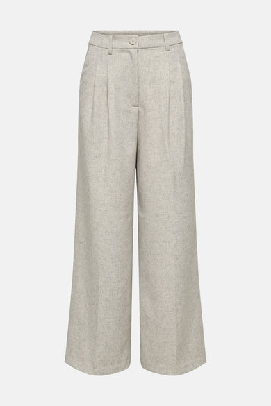 Beige broek van JDY, met wijde pijpen en plooien aan de voorkant.