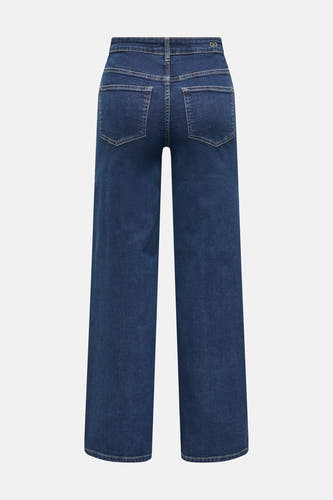 Donkerblauwe straight jeans van JDY, met achterzakken en subtiel logodetail op de tailleband.