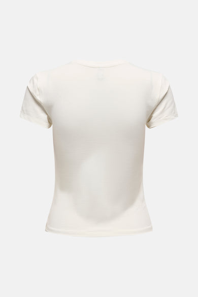Ecru T-shirt met korte mouwen van ONLY, achterkant in effen kleur